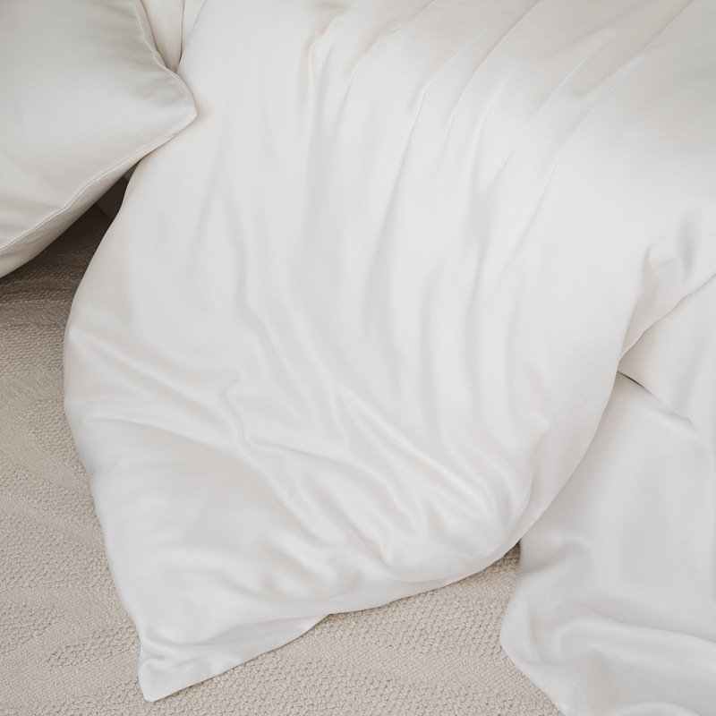 Pure White Ice Silk Duvet Cover - Image 3