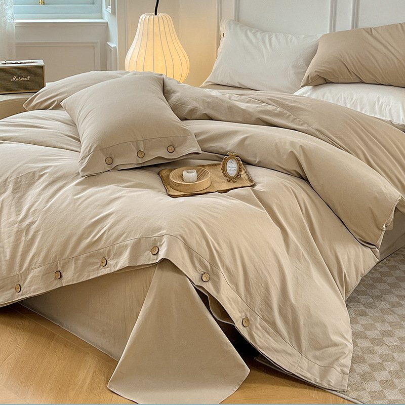 Solid Color Duvet Cover with Button Closure - Image 3