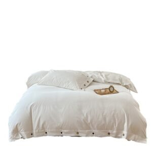 Solid Color Duvet Cover with Button Closure